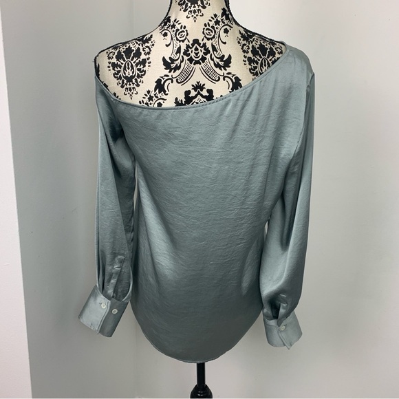 Theory Ulrika Crushed Satin One-shoulder Blouse - Picture 8 of 12